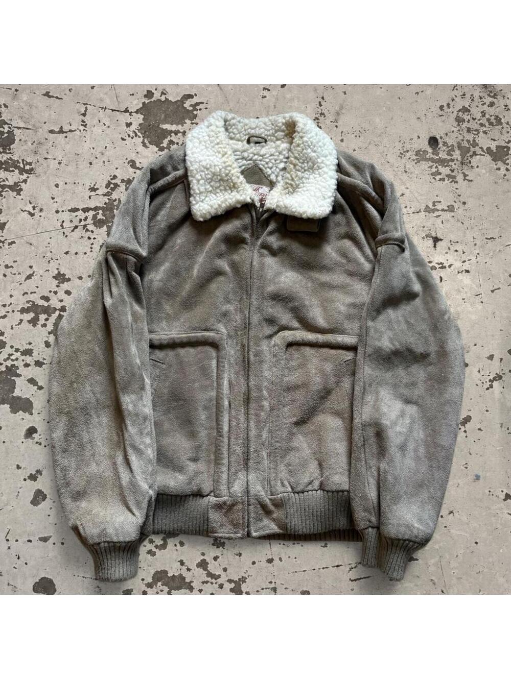 Womens vintage 90s heavyweight suede fur lined jacket Size L